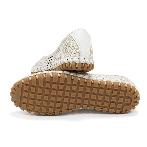 Spring Step Kenyetta White Leather Cutout Ballet Flats 38/8 B22B - Picture 5 of 12